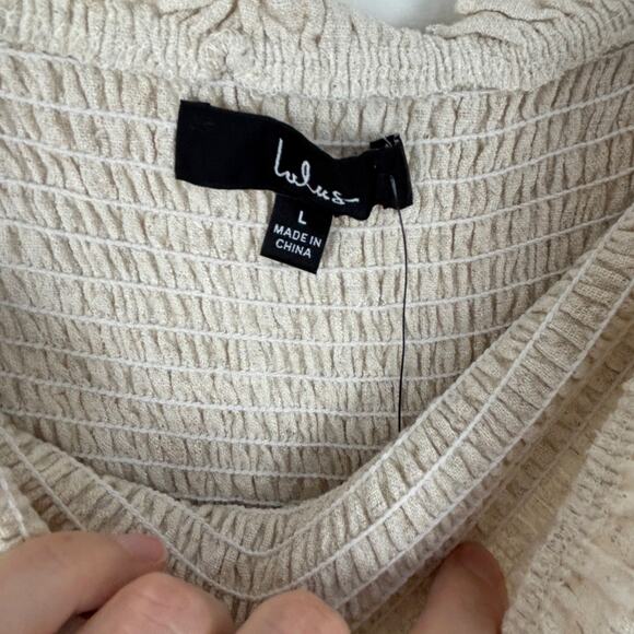 Lulu's NEW Effective Charm Beige Linen Strapless Jumpsuit Large Boho neutrals - Picture 8 of 10